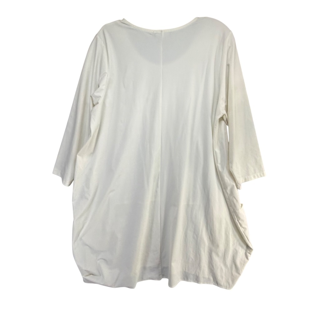 Jason by Comfy USA Lagenlook White Tunic L Oversized Pockets Cocoon Hem Lantern - Picture 4 of 11